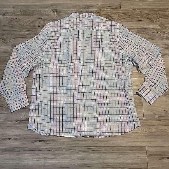 Tommy Bahama Linen Shirt Mens 2XL Hawaiian Plaid Floral AOP Multicolor - Picture 4 of 10